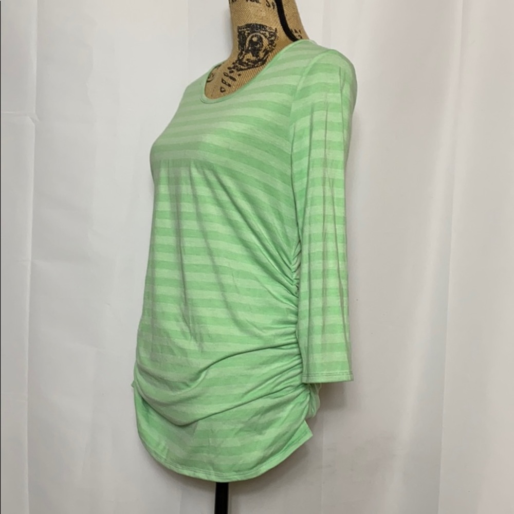 Motherhood Maternity Green Striped 3/4 Sleeve Top S